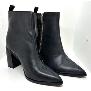 NEW Anthro FARYL Farylrobin Short Boot Black Leather Block 3.5" Heel 9.5 Zipper